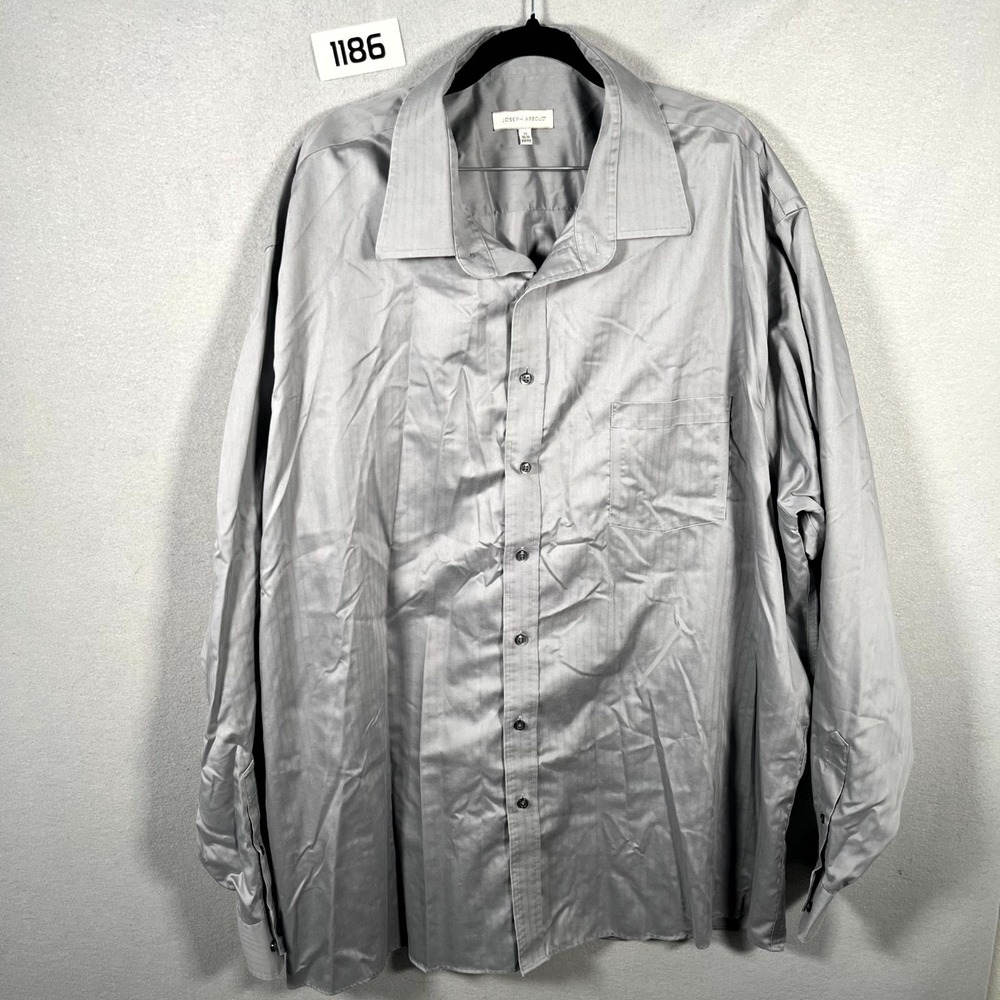 Joseph Abboud Dress‎ Shirt Mens 20 38-39 Gray Striped Non Iron Oxford Business